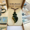 Te Wahi Pounamu Flower Jade Flat Double Pikorua (Twist) 48mm