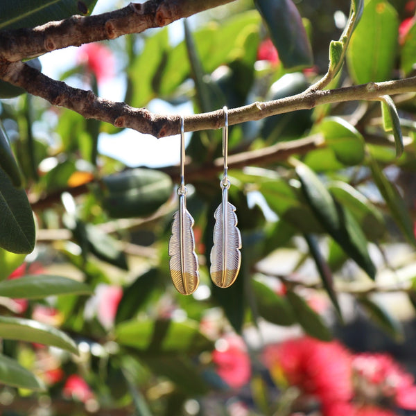 Huia Feather Pendant Earrings