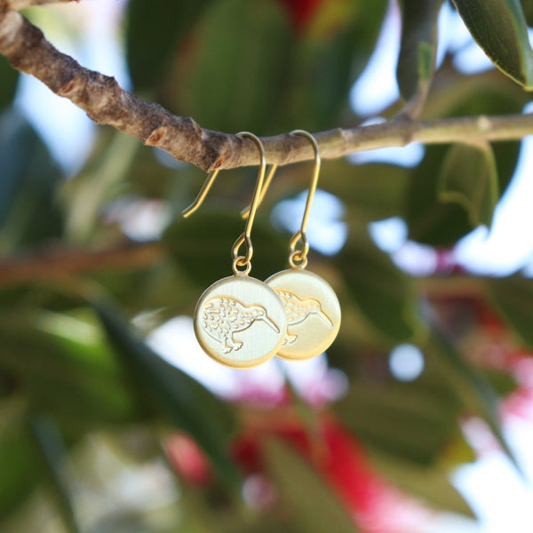 Round Kiwi Pendant Earrings