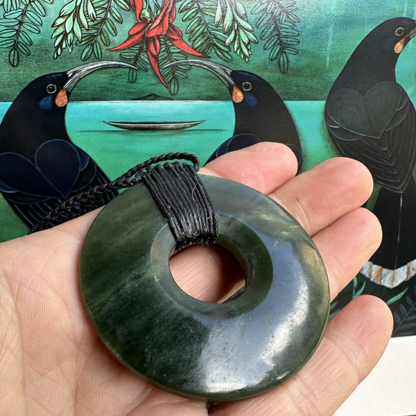 Bound Pounamu Disc Pendant 56mm