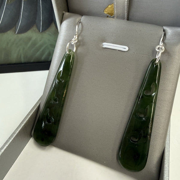 Polished Greenstone Roimata Koru Earrings