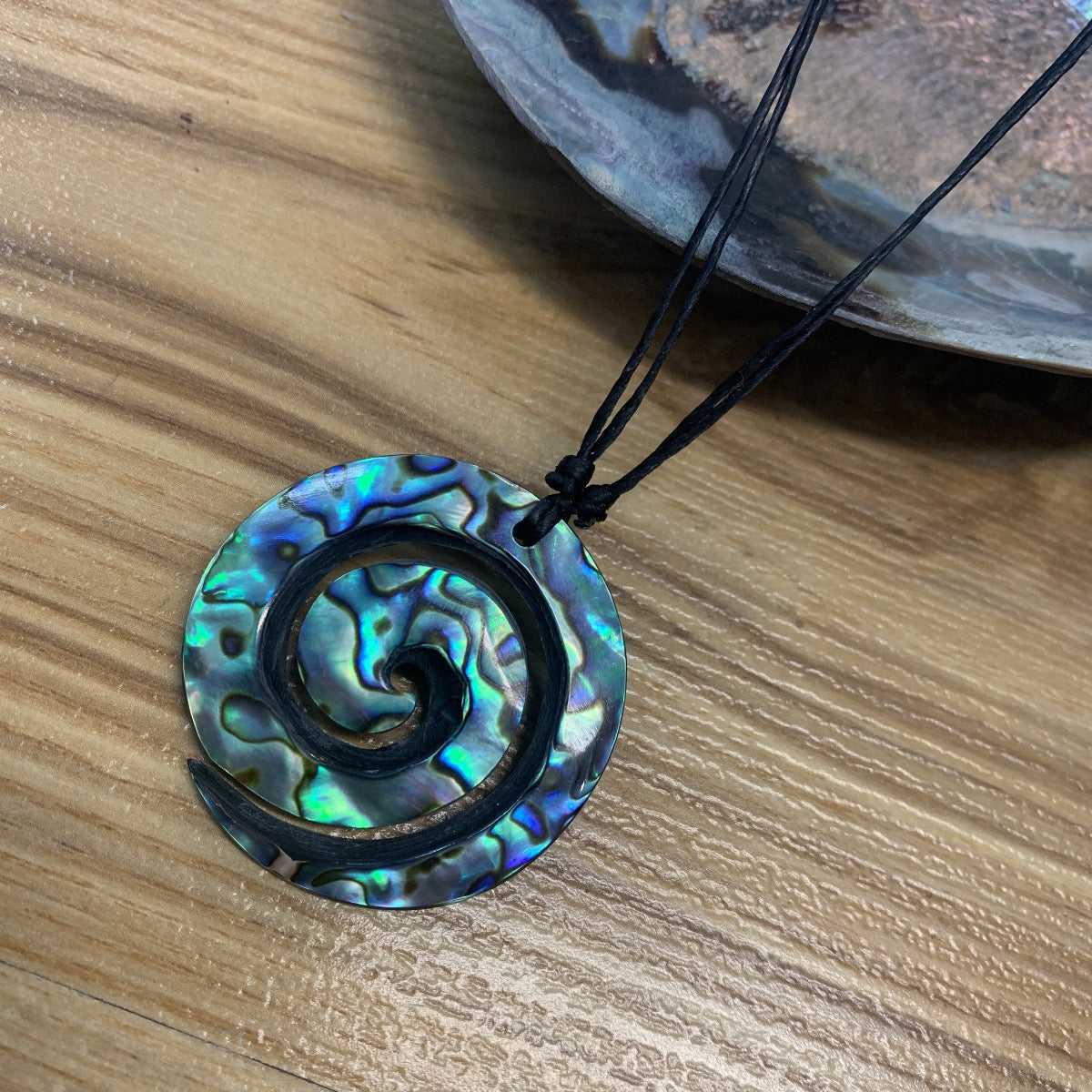 Paua shell koru necklacxe